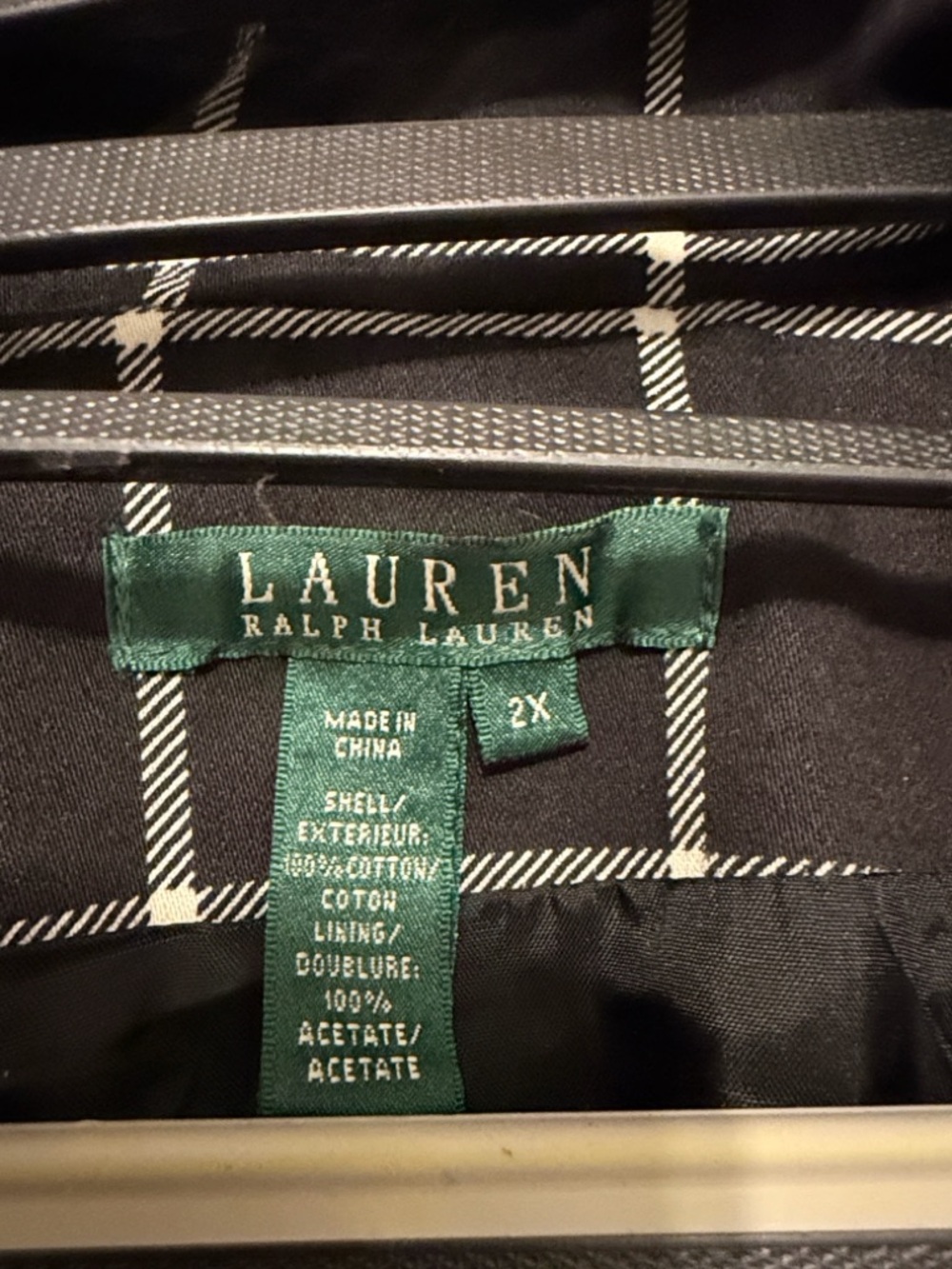 Lauren Ralph Lauren Black Windowpane Check Trench Coat - Picture 2 of 3